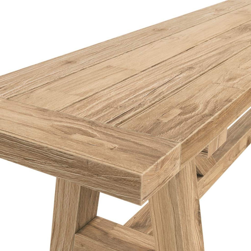 Hagebenk Marbella resirkulert teak 240 cm detalj av benkeplate