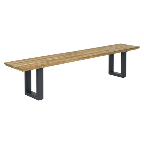 Hagebenk Negara rustfritt stål og resirkulert teak 220 cm bakside