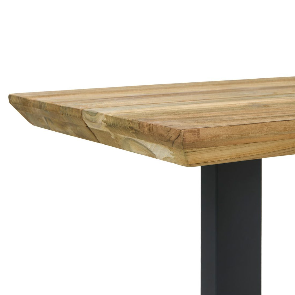 Hagebenk Negara rustfritt stål og resirkulert teak 220 cm sett fra siden
