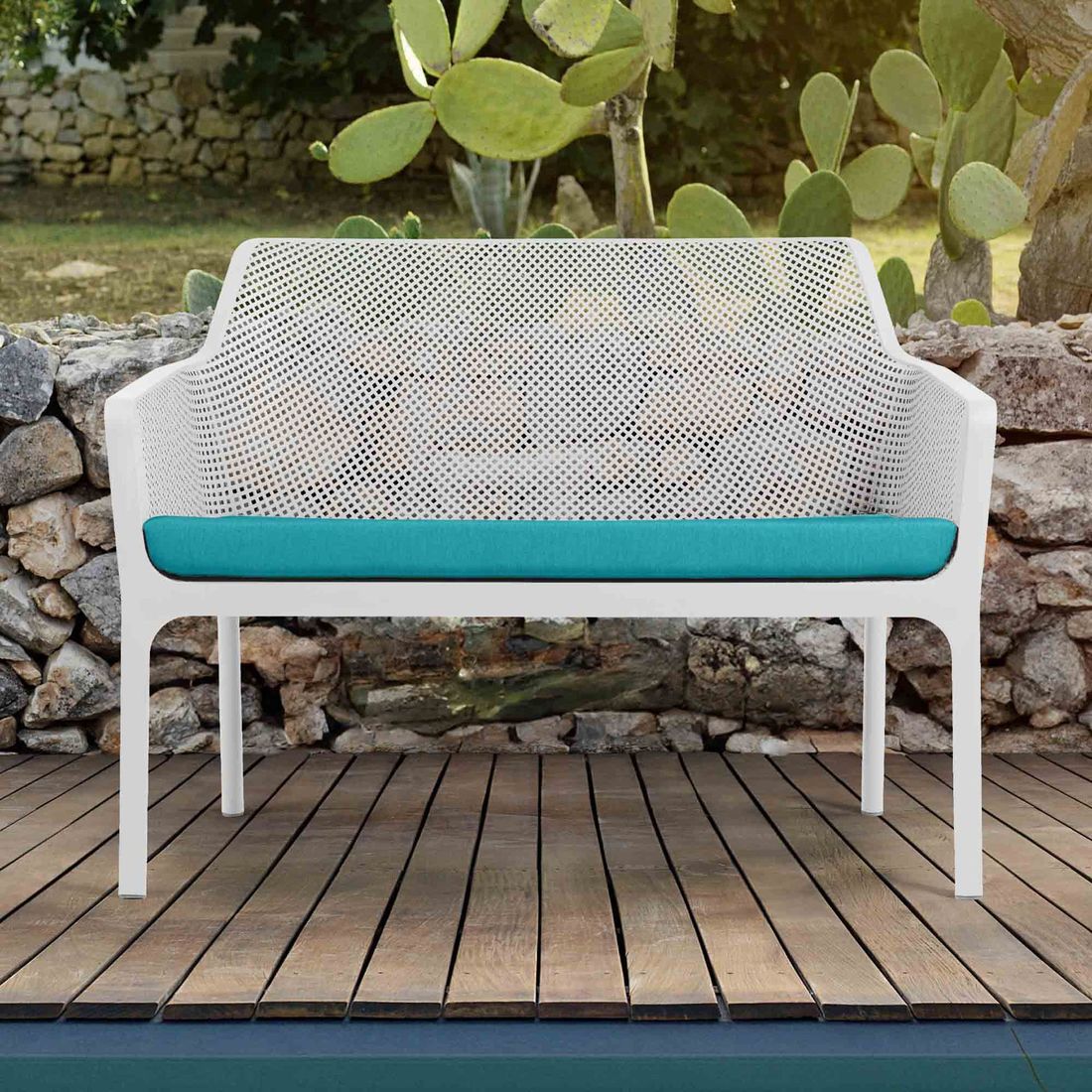 Hagebenk Net plast stabelbar 116 cm hvit - Nardi detalj av sete