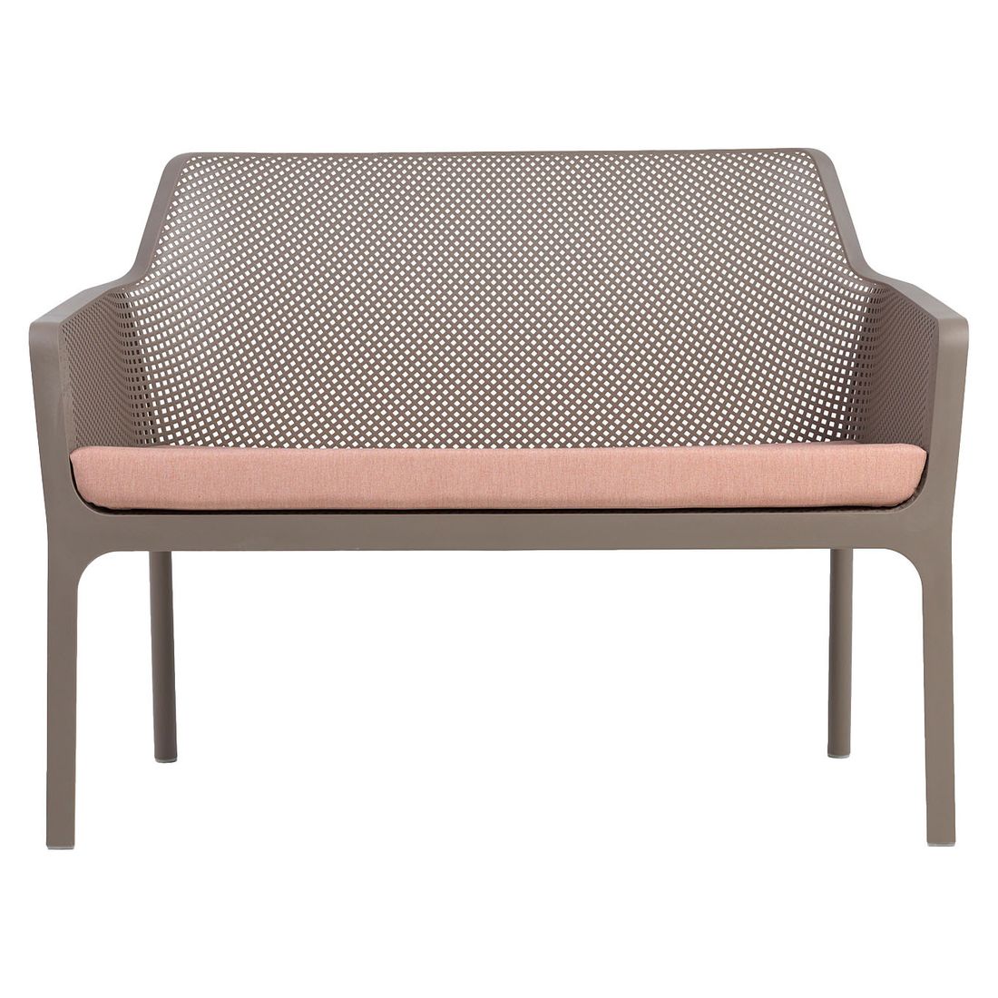 Montert Hagebenk Net plast stabelbar 116 cm taupe i hagen