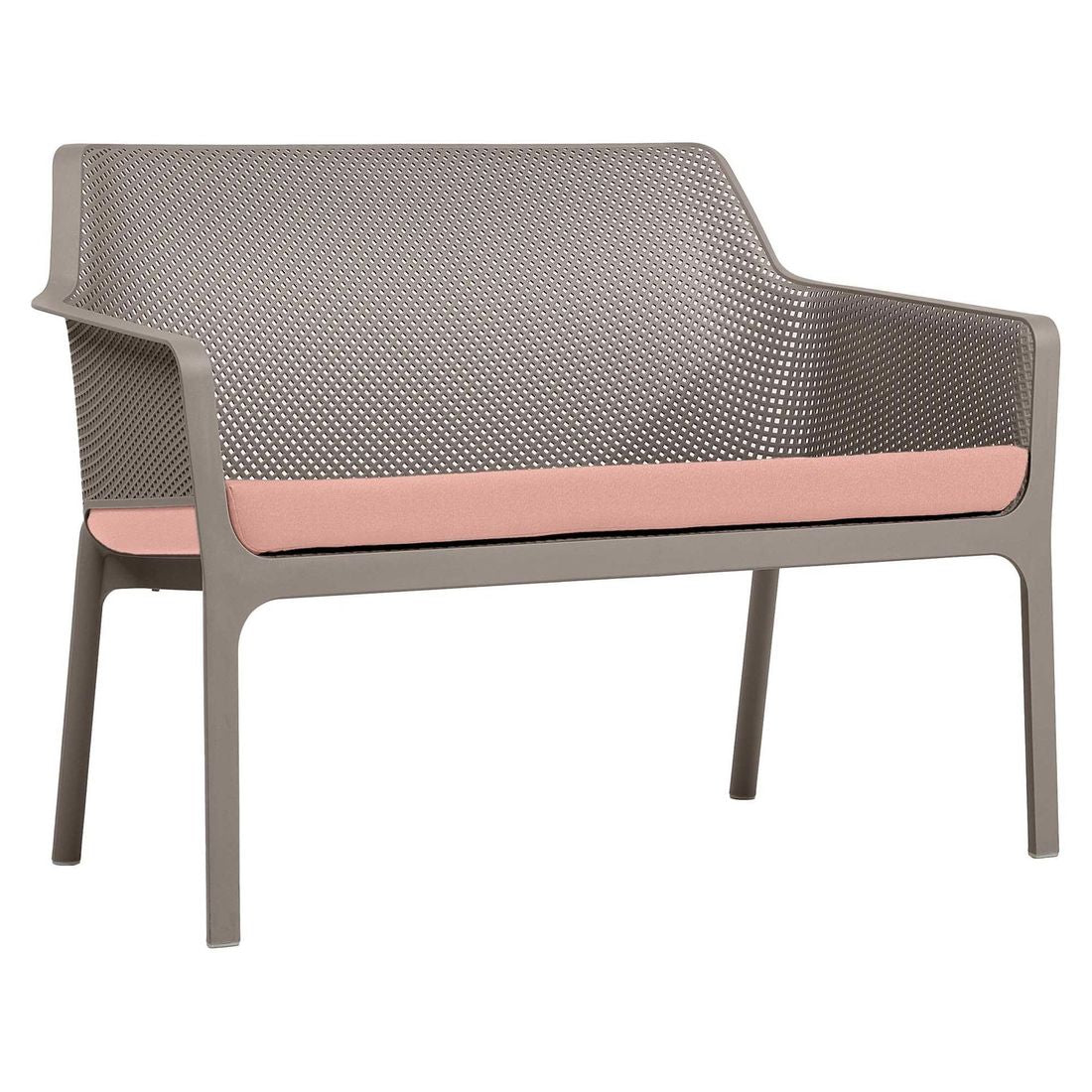 Sideprofil av Hagebenk Net plast stabelbar 116 cm taupe