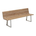 Hagebenk Nova 160 cm rustfritt stål og teak forfra
