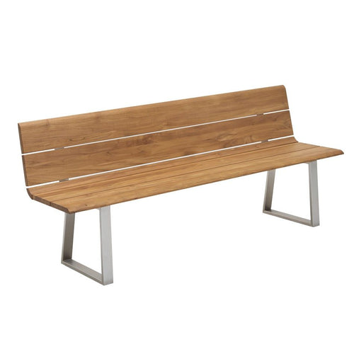 Hagebenk Nova 180 cm rustfritt stål/teak forfra