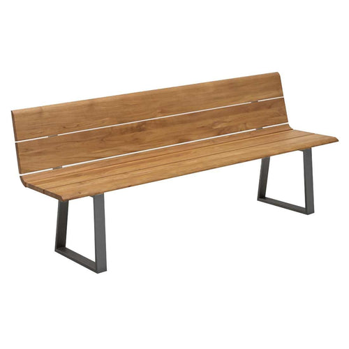 Hagebenk Nova 200 cm aluminium og teak børstet forside