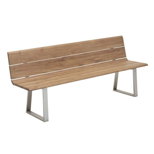 Hagebenk Nova 220 cm rustfritt stål og resirkulert teak forfra