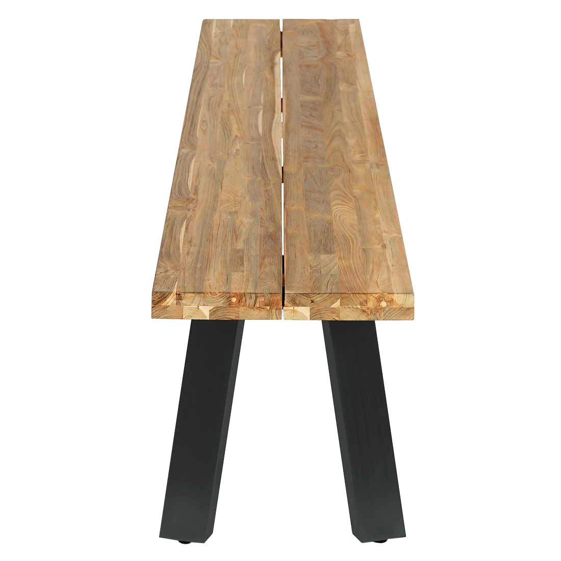 Detalj av teak sitteflate på Hagebenk Ohio rustfritt stål/resirkulert teak 200 cm