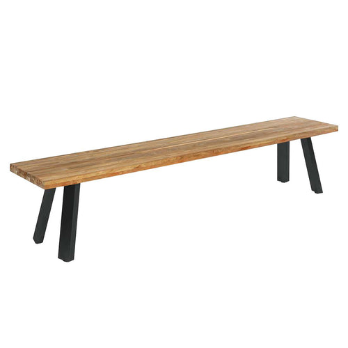 Hagebenk Ohio rustfritt stål/resirkulert teak 200 cm front