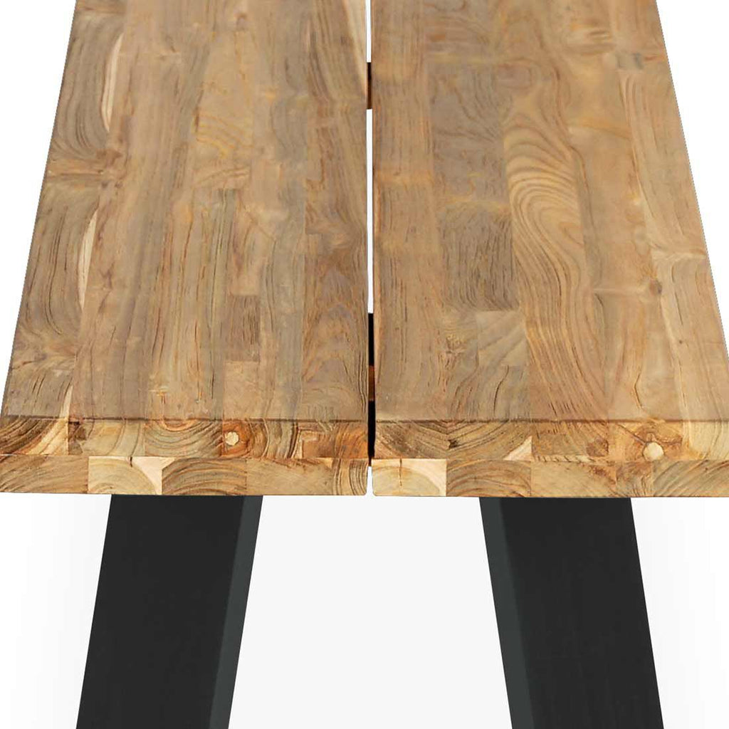 Hagebenk Ohio rustfritt stål/resirkulert teak 200 cm montert i hage