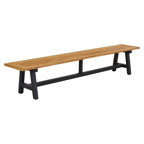 Hagebenk Omaha aluminium/resirkulert teak 200 cm forfra
