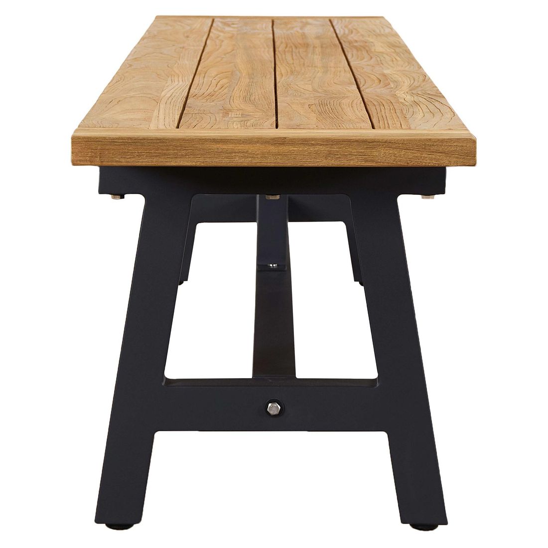 Detalj av Hagebenk Omaha aluminium/resirkulert teak 200 cm