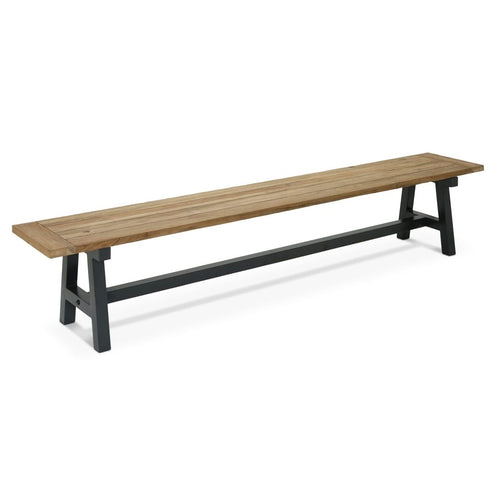 Hagebenk Omaha aluminium/resirkulert teak 240 cm forfra