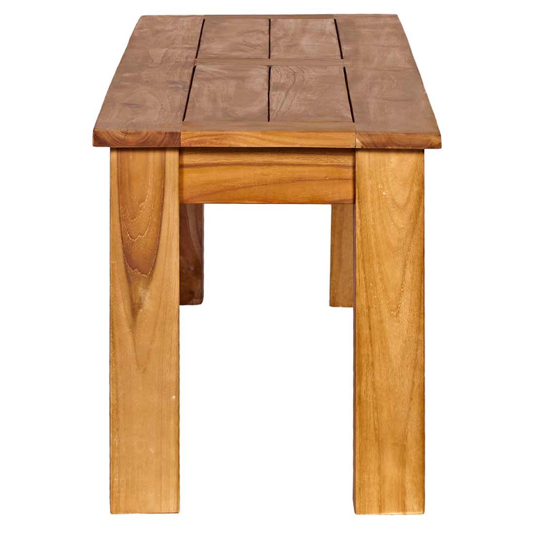 Detalj av teakmateriale på Hagebenk Ontako teak 150 cm