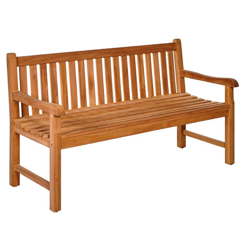 Hagebenk Ontario ECO-teak 120 cm med armlener forfra