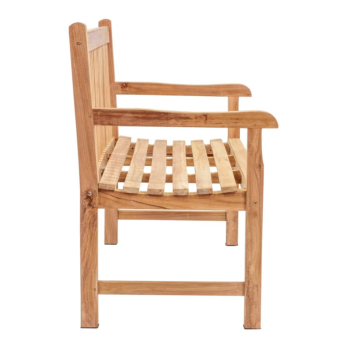 Detalj av teakmaterialet på Hagebenk Ontario teak 180 cm