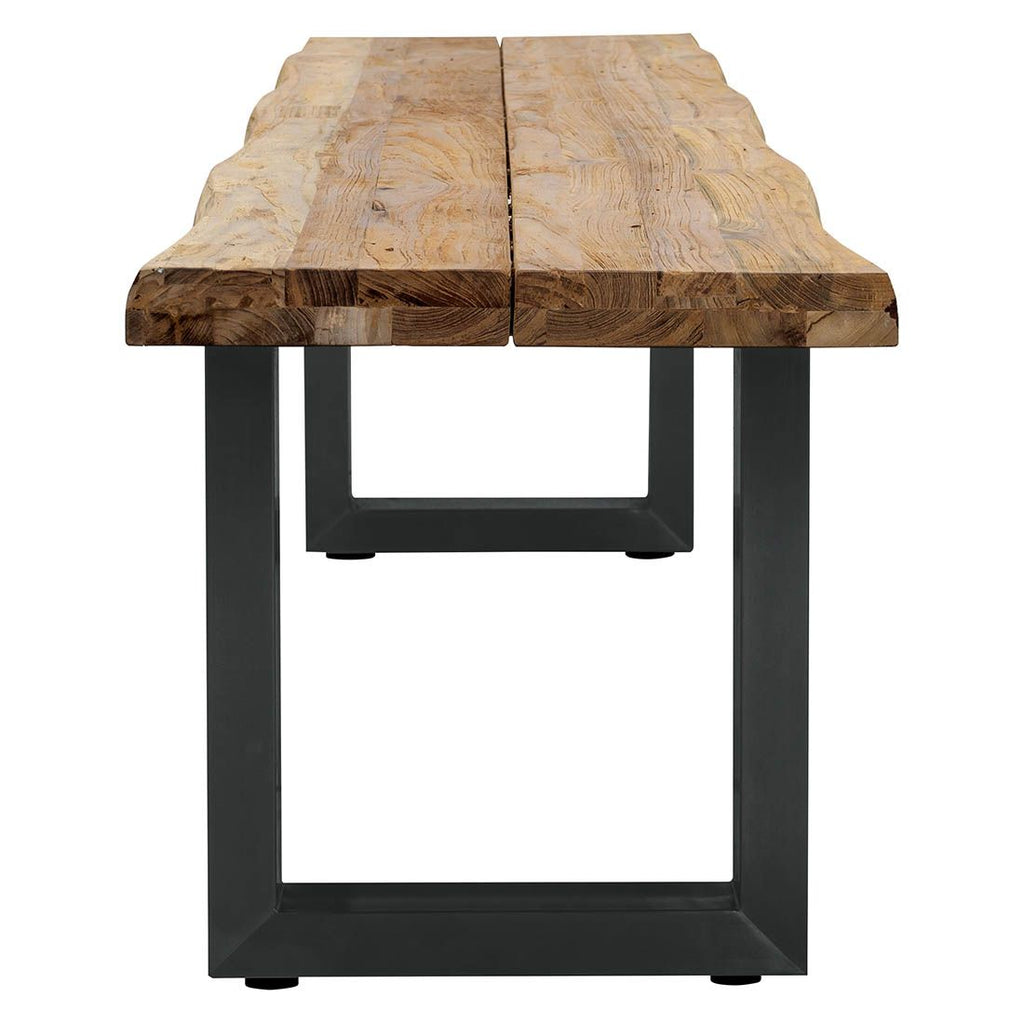 Detalj av Hagebenk Orlando rustfritt stål/resirkulert teak 240 cm