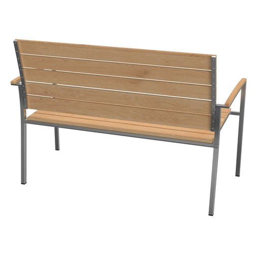 Hagebenk Pamplona rustfritt stål og teak 120 cm bakside