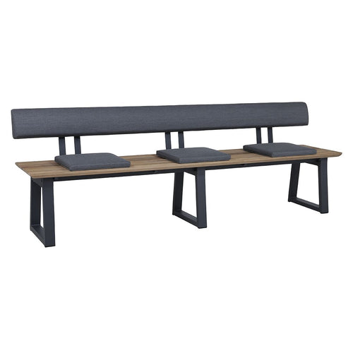 Hagebenk Phönix aluminium/resirkulert teak 220 cm forfra