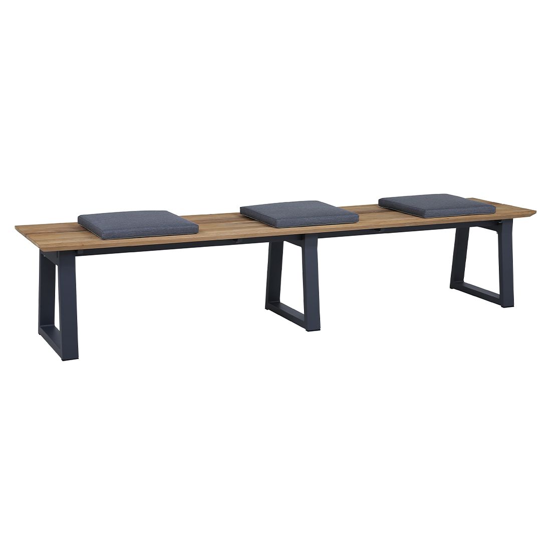 Hagebenk Phönix aluminium resirkulert teak 220 cm front