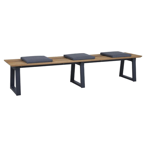 Hagebenk Phönix aluminium resirkulert teak 220 cm front