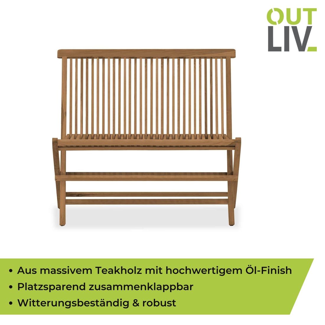 Hagebenk Portland sammenleggbar teak 100 cm nærbilde av sete