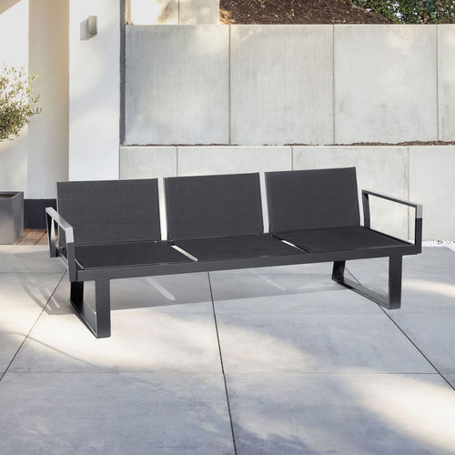 Hagebenk Rasmus Modular aluminium/textilen 222 cm forfra