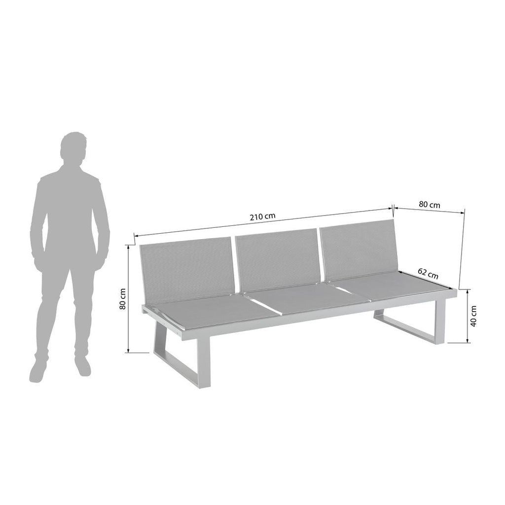 Hagebenk Rasmus Modular aluminium/textilen 210 cm detalj av materiale