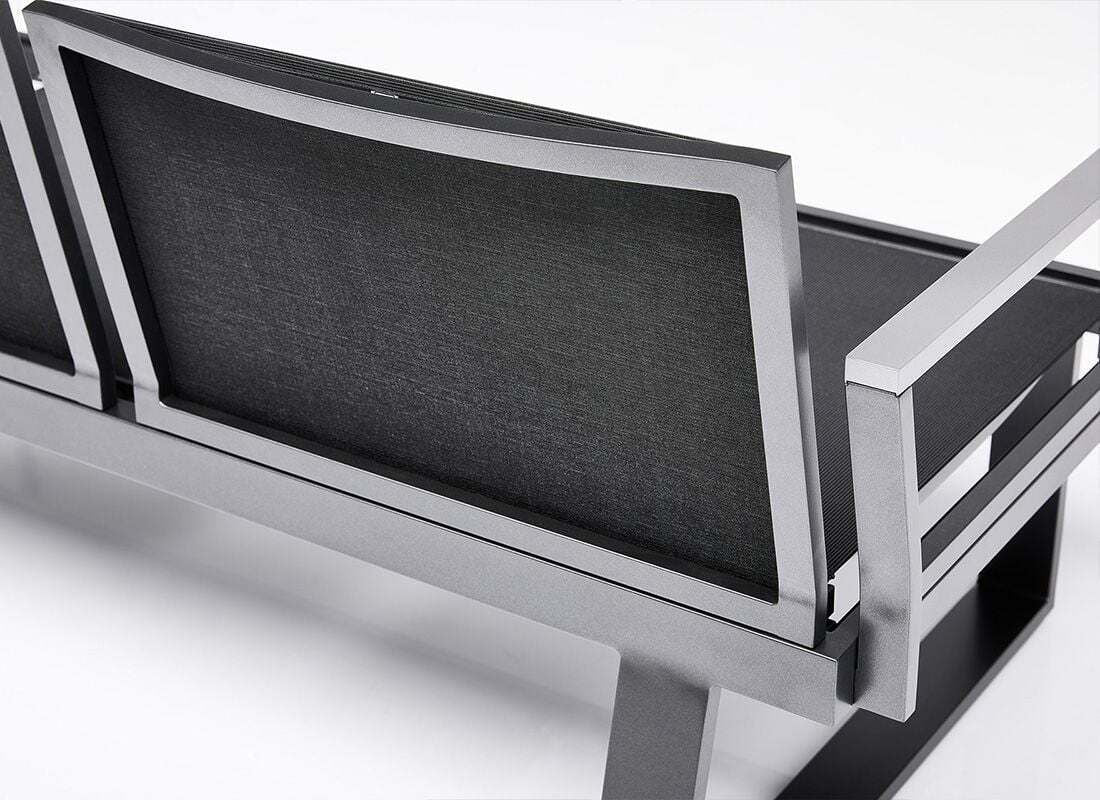 Hagebenk Rasmus Modular aluminium/textilen 222 cm komplett oversikt