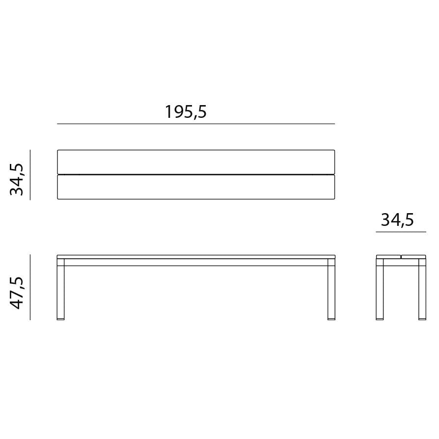 Hagebenk Rio 3-seter aluminium 195 cm - Nardi detalj aluminium