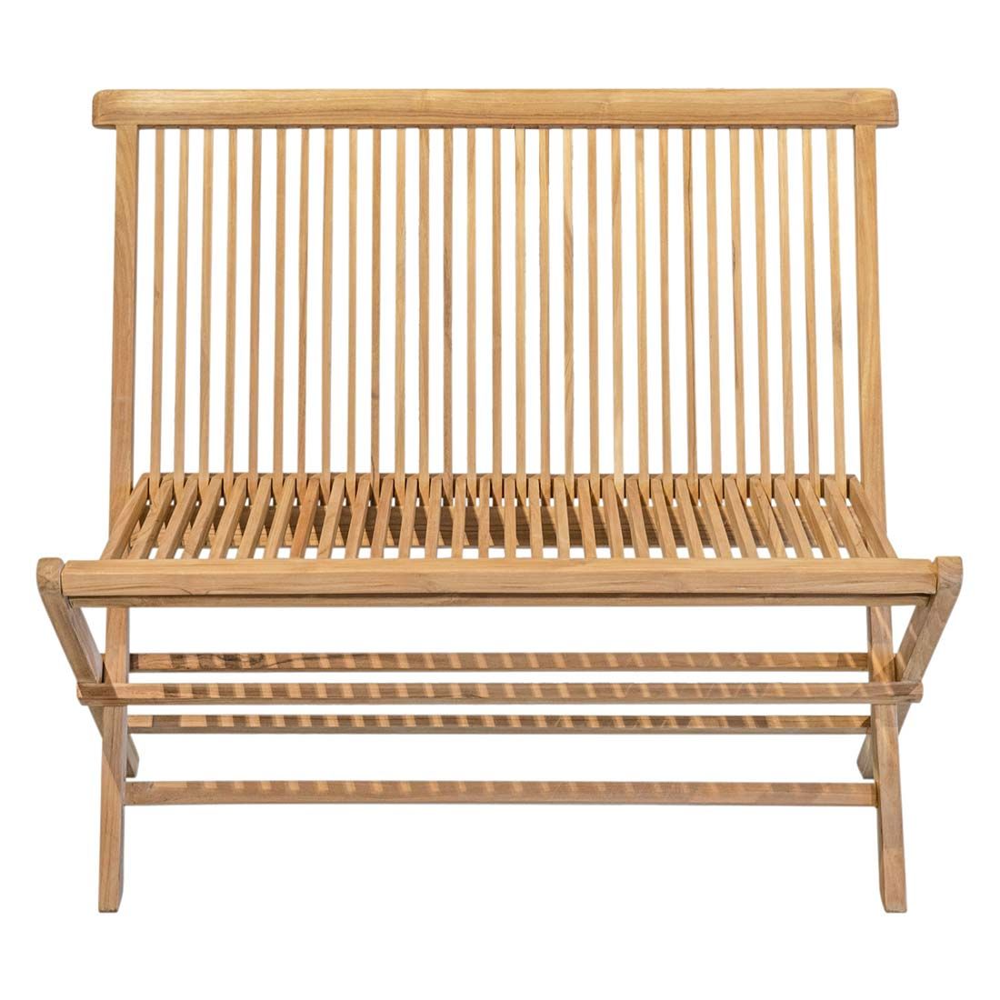 Hagebenk Riva sammenleggbar resirkulert teak 100 cm nærbilde av treverk