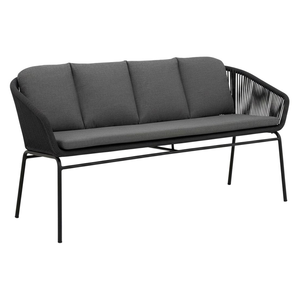 Hagebenk Rondo stål og tau med olefin 160 cm bakside
