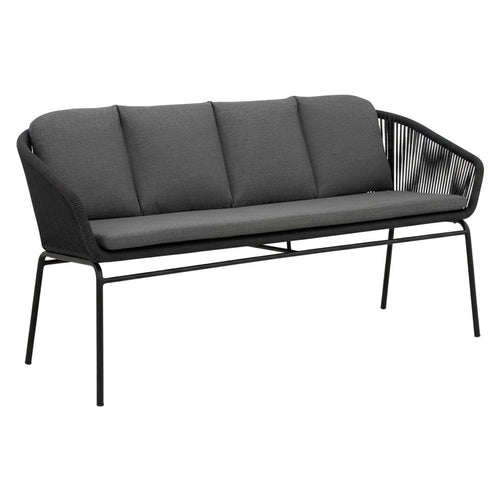 Hagebenk Rondo stål og tau med olefin 160 cm bakside