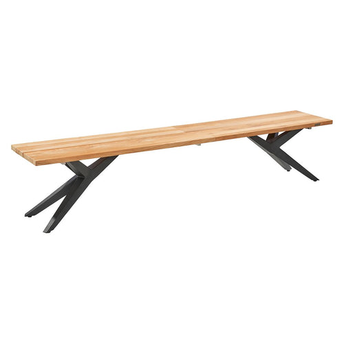 Hagebenk Rotterdam rustfritt stål/resirkulert teak 280 cm forfra