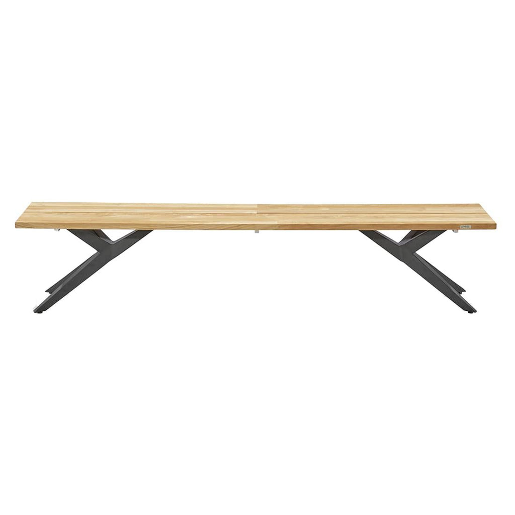 Hagebenk Rotterdam teak og aluminium 240 cm bakside