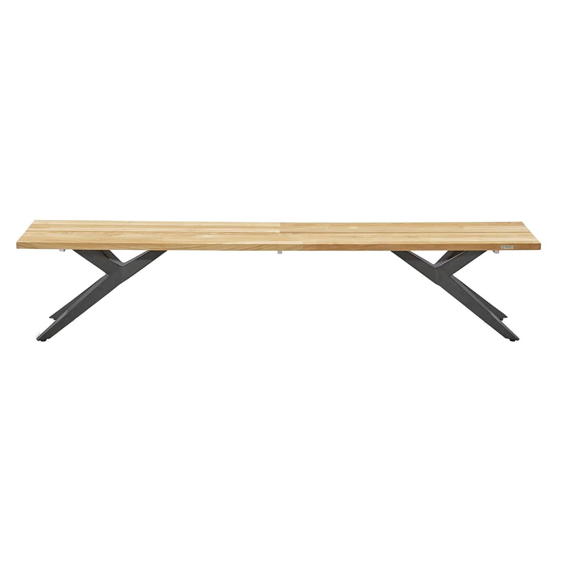Hagebenk Rotterdam teak og aluminium 240 cm bakside