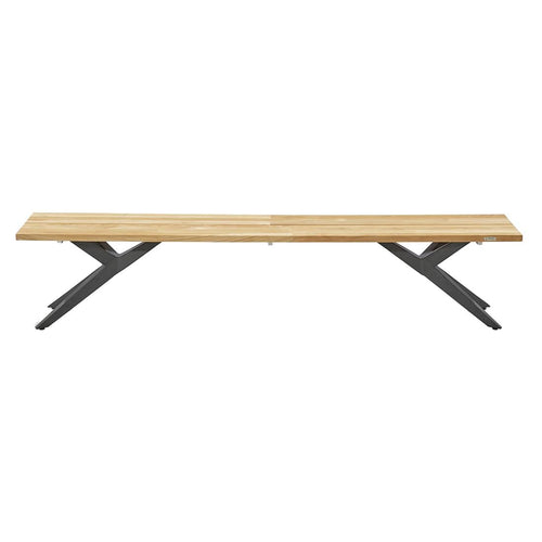 Hagebenk Rotterdam teak og aluminium 240 cm bakside