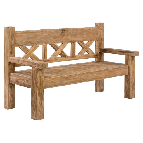 Hagebenk Rustic resirkulert teak 160 cm forfra