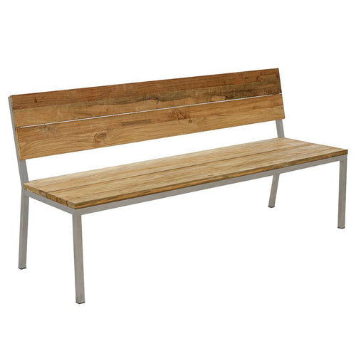 Hagebenk Samoa rustfritt stål/resirkulert teak 150 cm forfra