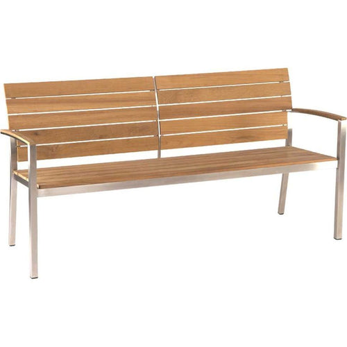 Hagebenk Savona rustfritt stål og teak 160 cm bakside