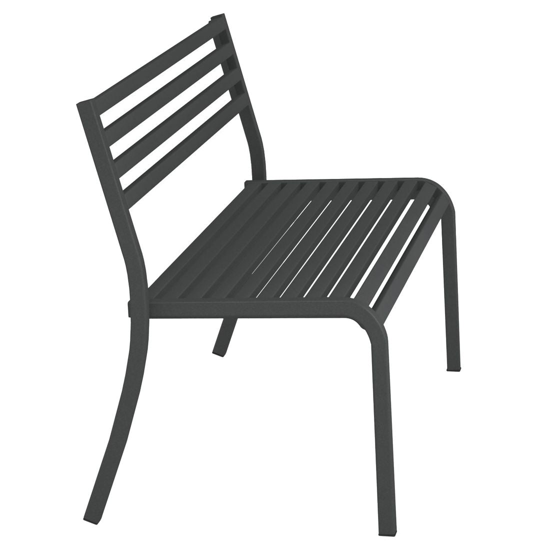 Detalj av Hagebenk Segno stål stabelbar 128 cm antikeisenfarge