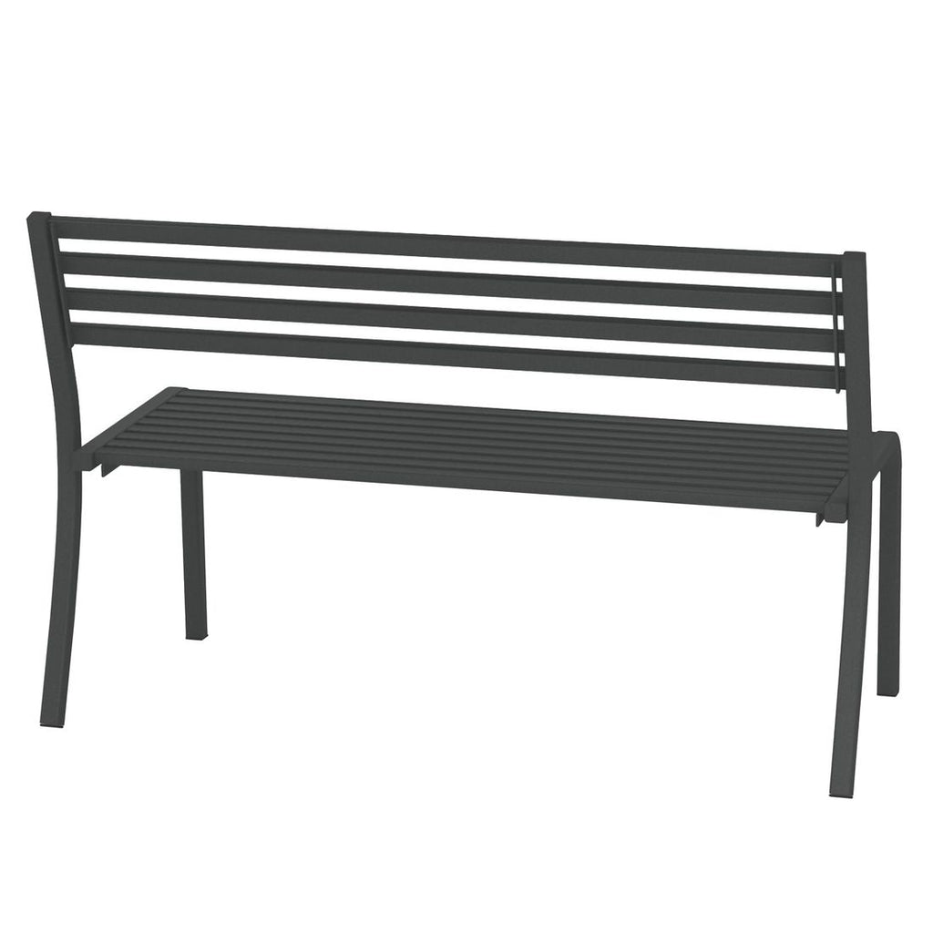 Hagebenk Segno stål stabelbar 128 cm montert i hage