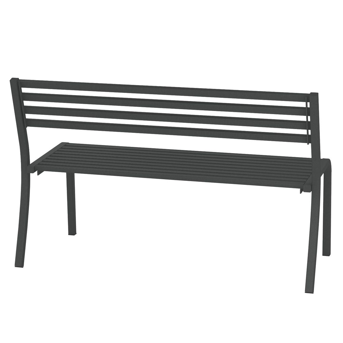 Hagebenk Segno stål stabelbar 128 cm montert i hage