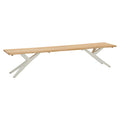 Hagebenk Skagen rustfritt stål og teak 220 cm forfra