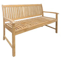 Hagebenk Takoma teak 150 cm forfra med naturlig teakfarge