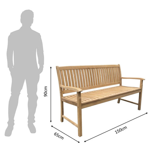 Hagebenk Takoma teak 150 cm bakside i værbestandig teak