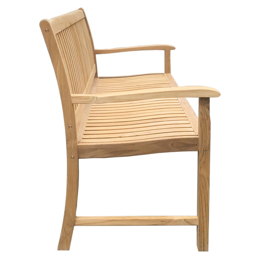 Detaljbilde av teak materialet på Hagebenk Takoma teak 150 cm