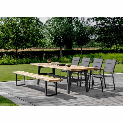 Hagebenk Tavo aluminium/teak 240 cm - Niehoff nærbilde av teak sitteflate