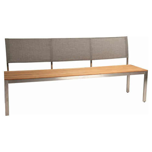 Hagebenk Viona rustfritt stål/teak 185 cm forfra