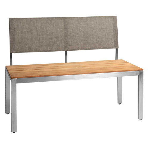 Hagebenk Viona rustfritt stål/teak 110 cm forfra