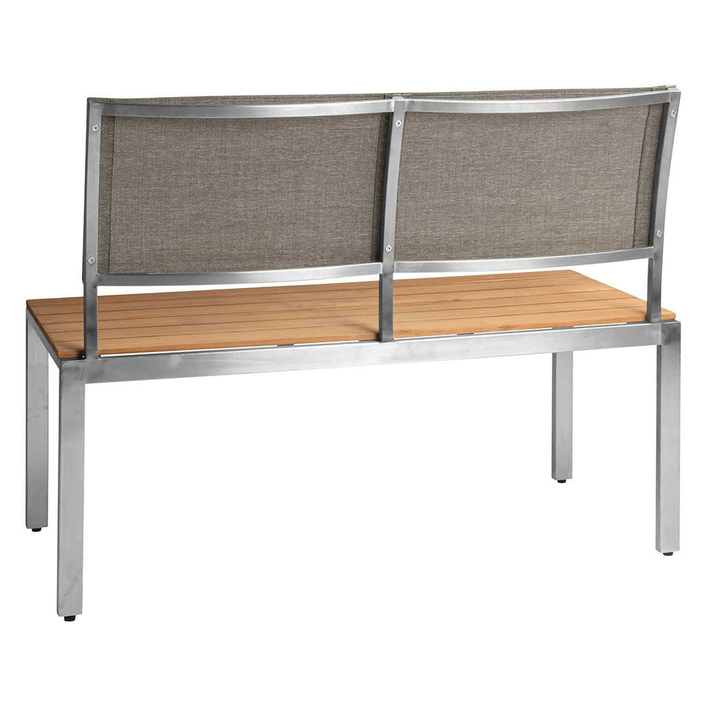 Hagebenk Viona rustfritt stål/teak 110 cm bakside